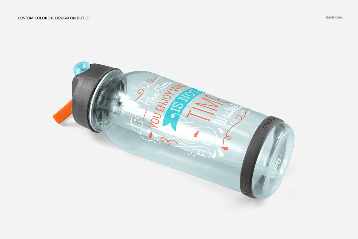 Flip Top Clear Water Bottle Mockup, a Product Mockup by creatsy4 (Photo 7 of 13)