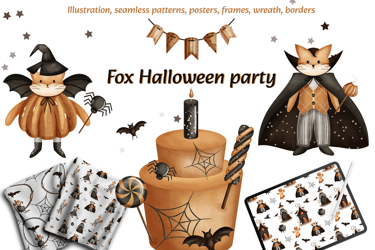 Fox Halloween Party. Kids collection, an Animal Illustration by Linerisyart (Photo 1 of 16)