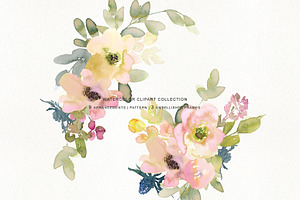 Watercolor Blush And Lemon Florals