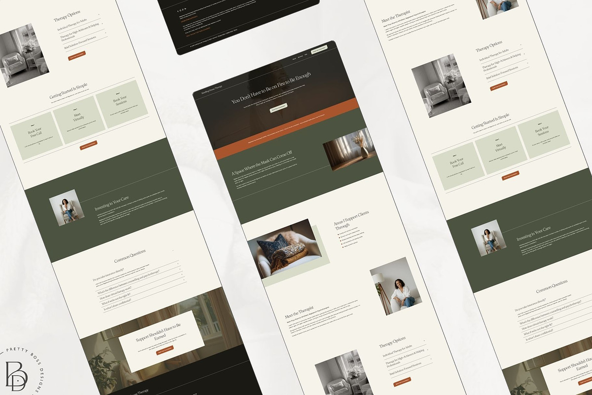 One Page Therapist Website, a Squarespace Template by Pretty Boss Designs (Photo 3 of 6)