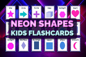 Neon Shapes Kids Flashcards