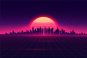 Synthwave Retrowave Night Cityscape