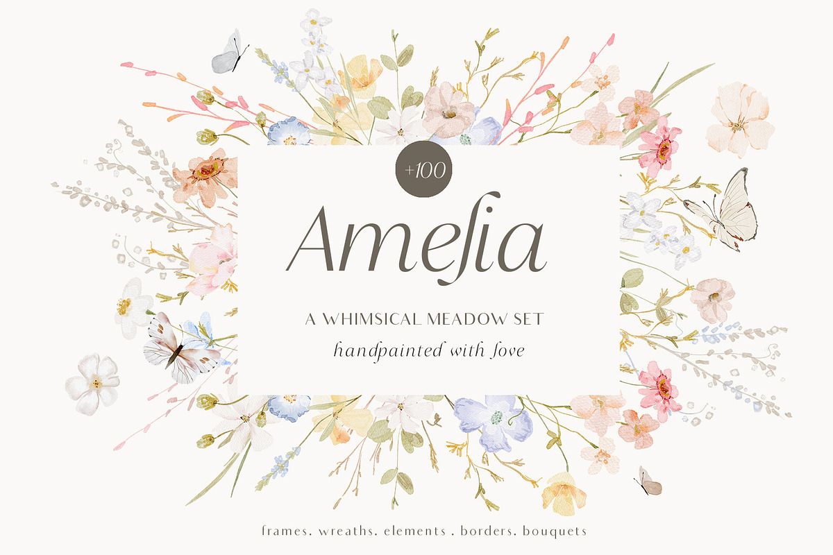 Watercolor dreamy Wildflowers Set, a Decorative Illustration by Grace Noboa Illustrations (Photo 1 of 15)