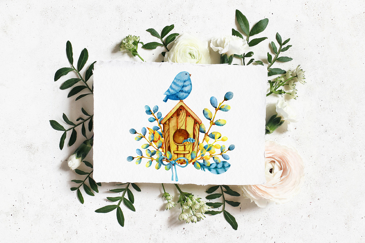 Easter watercolor set, colored eggs, an Illustration by Artmanata (Photo 9 of 14)