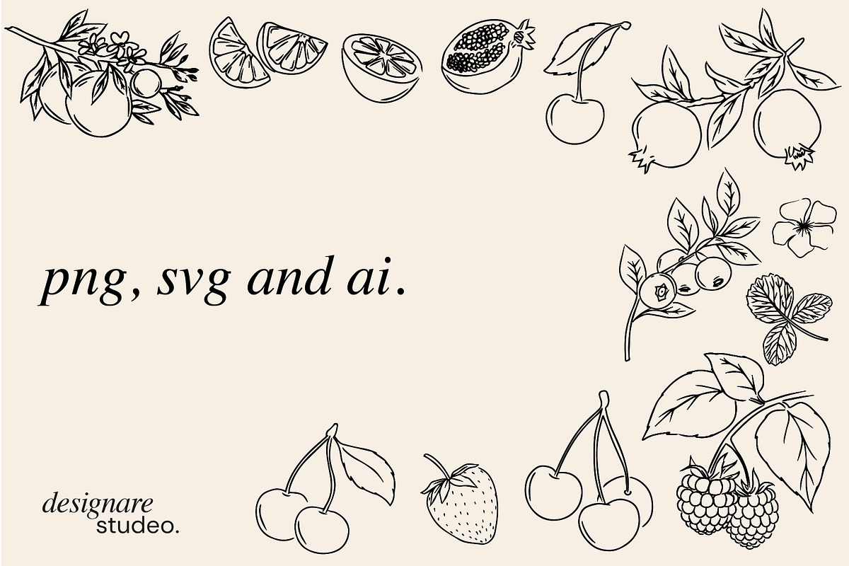 Minimalist Fruits Illustrations, a Decorative Illustration by ginni illustrations (Photo 5 of 5)