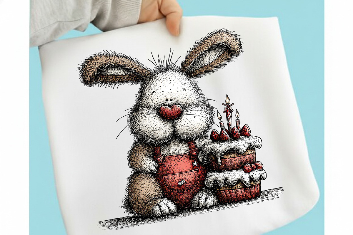 Watercolor Birthday Bunny Clipart, a Seasonal Illustration by designcity5 (Photo 3 of 5)