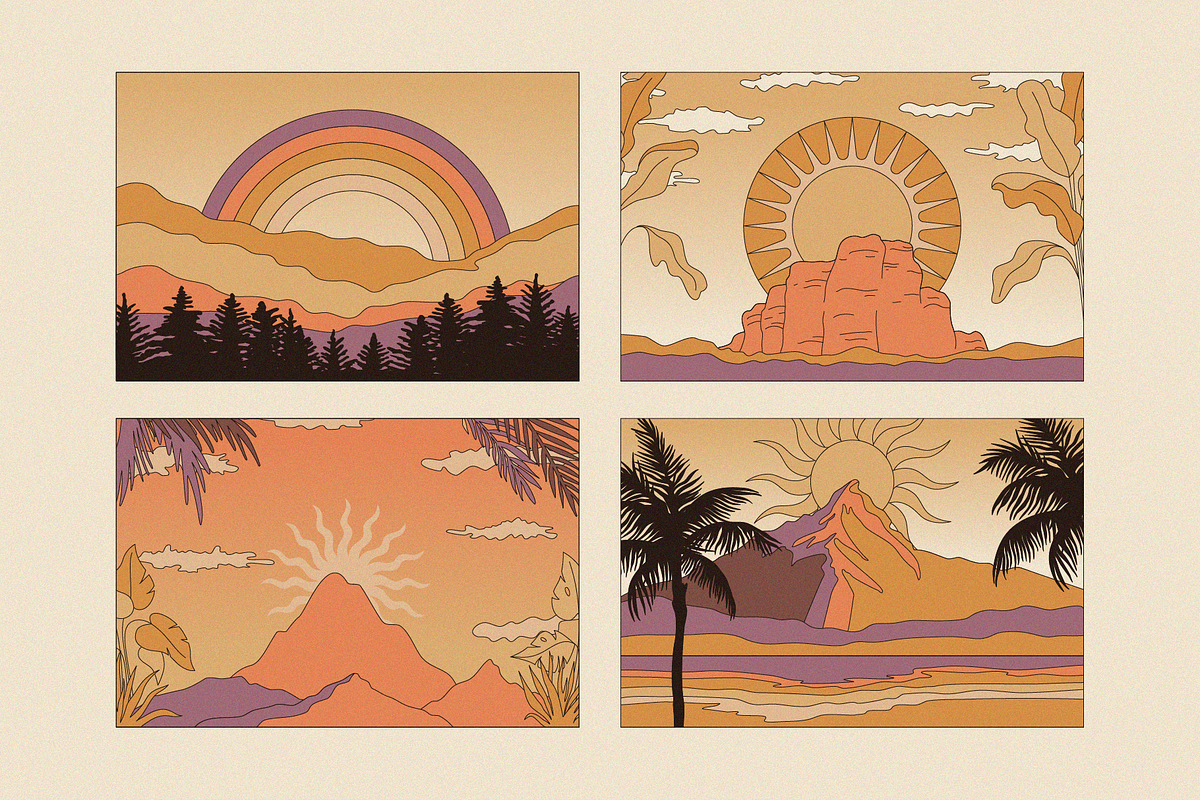 Landscapes - vector design elements, a Background Graphic by venimo (Photo 6 of 7)