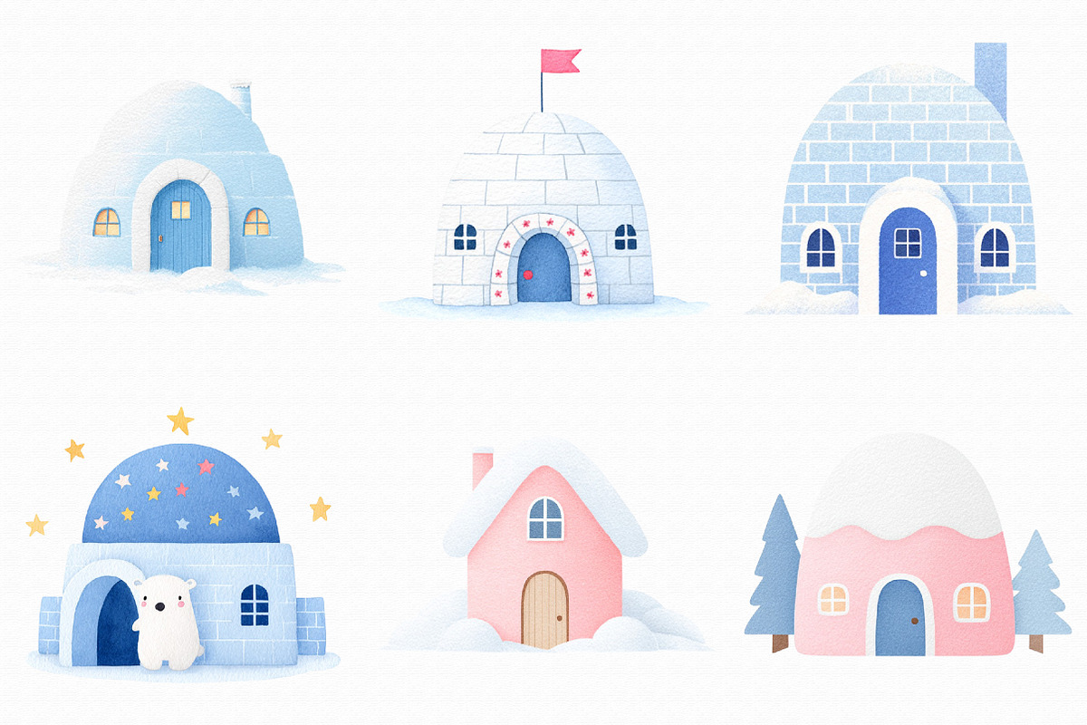 Watercolor Igloo Clipart, an Illustration by Libby Wishes (Photo 6 of 7)