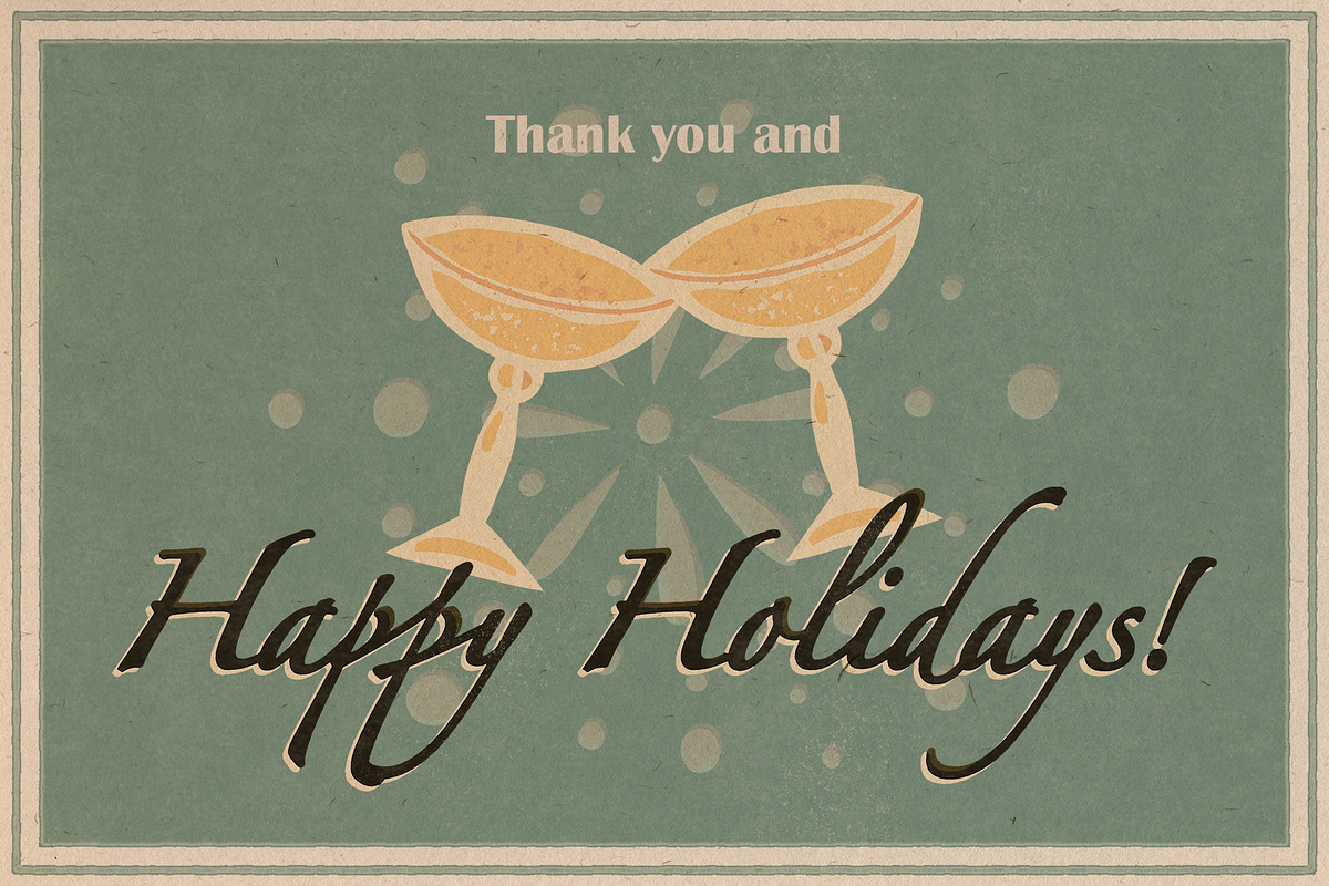 Happy Holidays set: retro edition, a Decorative Illustration by Paper Cherry (Photo 21 of 21)