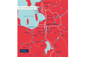Salt Lake Region detailed editable, a Transportation Illustration by Jan Jack Russo Media