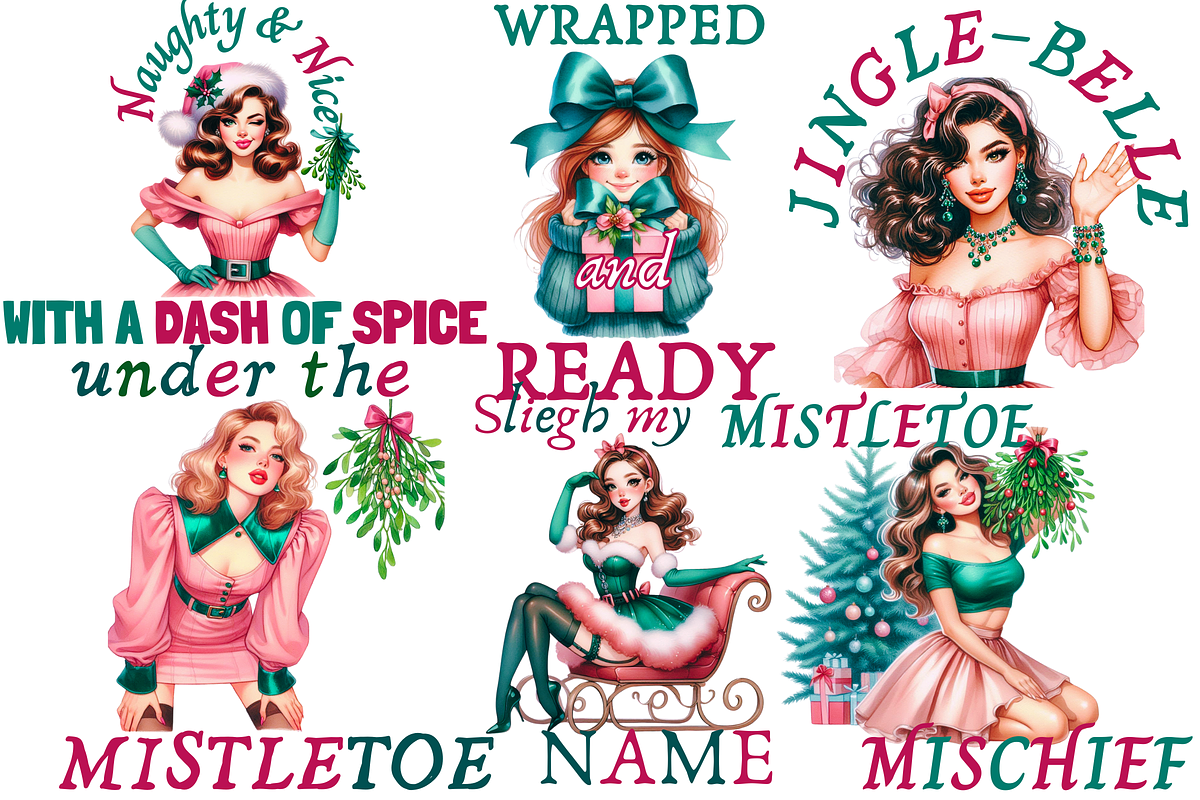 14 Coquette Christmas Girl Bundle, a Decorative Illustration by ClipArtTime (Photo 2 of 3)