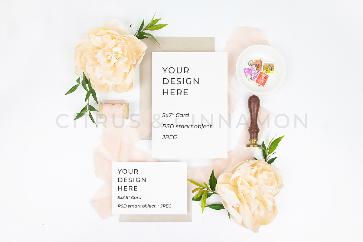 Wedding Invitation RSVP Mockup 1446, a Print Template by Citrus and Cinnamon
