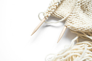 White wool knitting stock photo