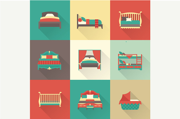 Bed flat icons preview 4