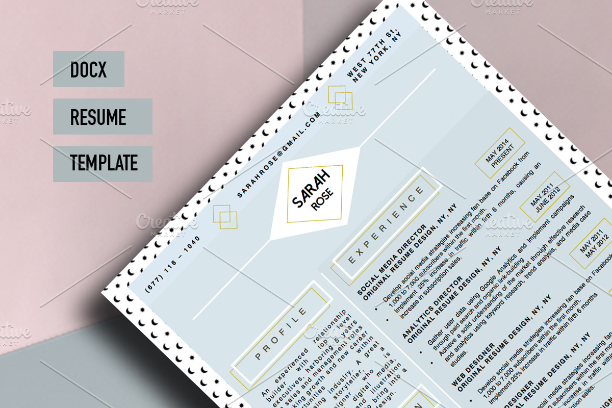 Sarah Rose Beautiful Resume Template, a Resume Template by Stand Out Shop (Photo 3 of 3)