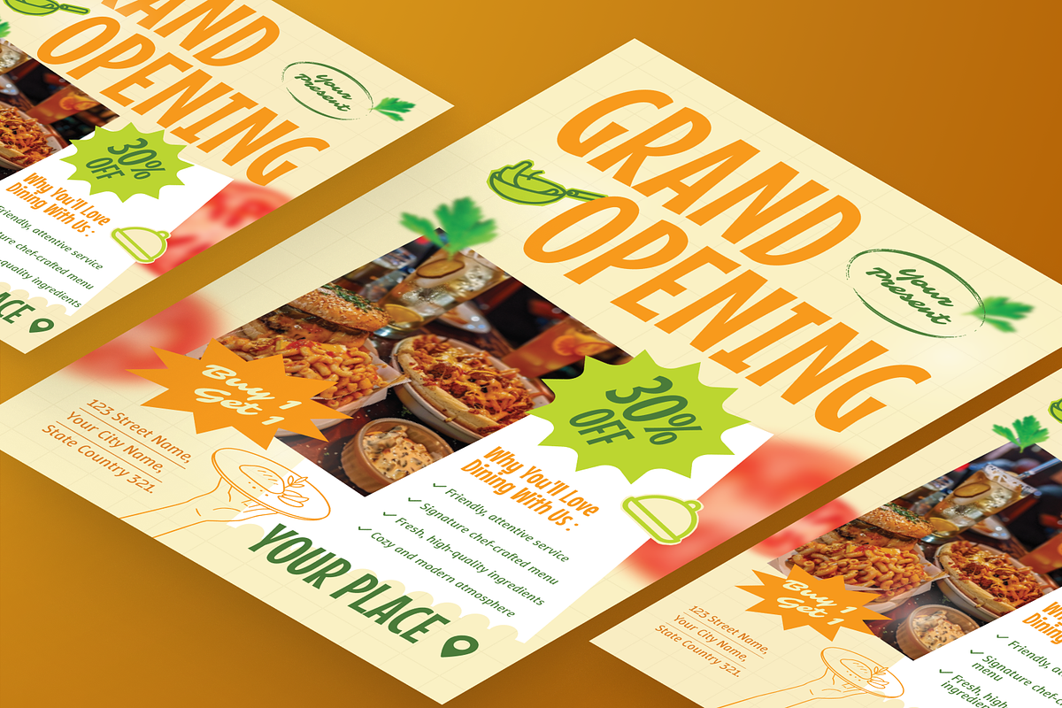 Restaurant Grand Opening Flyer Set, a Flyer Template by Annora Studio (Photo 5 of 6)