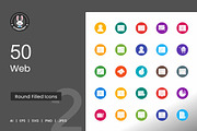 50 Web Flat Round Icons, an Icon by IconBunny (Thumbnail 1 of 2)