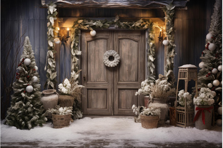 Rustic christmas entrance background, a Holiday Photo by Ylivdesign