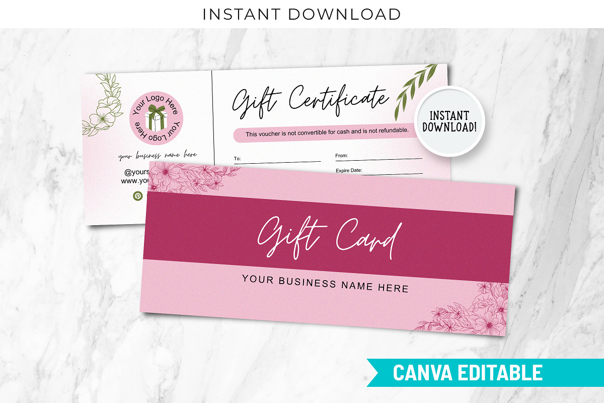 Minimal Gift Certificate Canva Temp, a Print Template by Snapybiz (Photo 1 of 9)