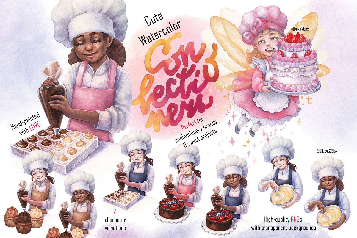 Confectionery watercolor collection, a Food Illustration by Ekaterina Glazkova (Photo 2 of 8)
