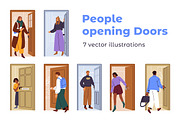 People open door, enter / leave home, a Person Illustration by Good Studio (Thumbnail 1 of 4)