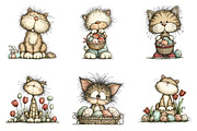 Whimsical easter cats clipart, an Illustration by CreationArt (Thumbnail 3 of 7)