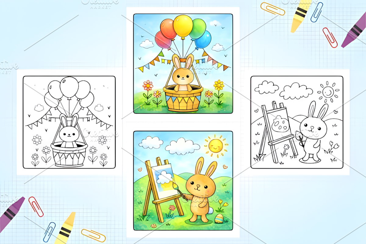 Hello Spring Fun Kids Coloring Pages, an Illustration by Ink Gallery (Photo 2 of 4)