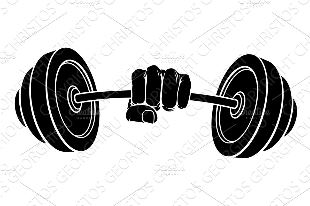 Weight Lifting Fist Hand Holding, an Object Illustration by Christos Georghiou