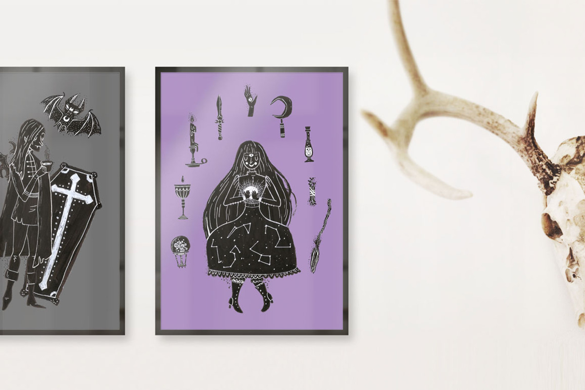 Witchy Halloween Clip Art, a Decorative Illustration by Lilla Bölecz (Photo 5 of 5)