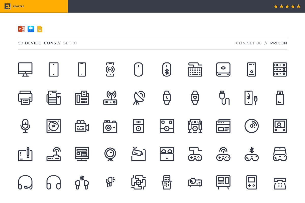 Pricon - Device Icon Set 01, a Presentation Template by Egotype (Photo 2 of 7)