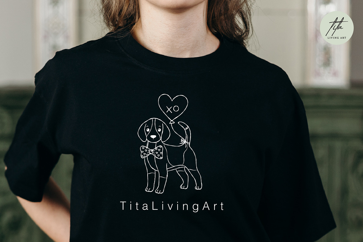 Valentine Puppy Outline Clipart, an Animal Illustration by TitaLivingArt (Photo 6 of 9)