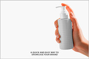 Cosmetic Pump Bottle Mockup Held PSD, a Product Mockup by Bruno's Shop (Thumbnail 2 of 4)