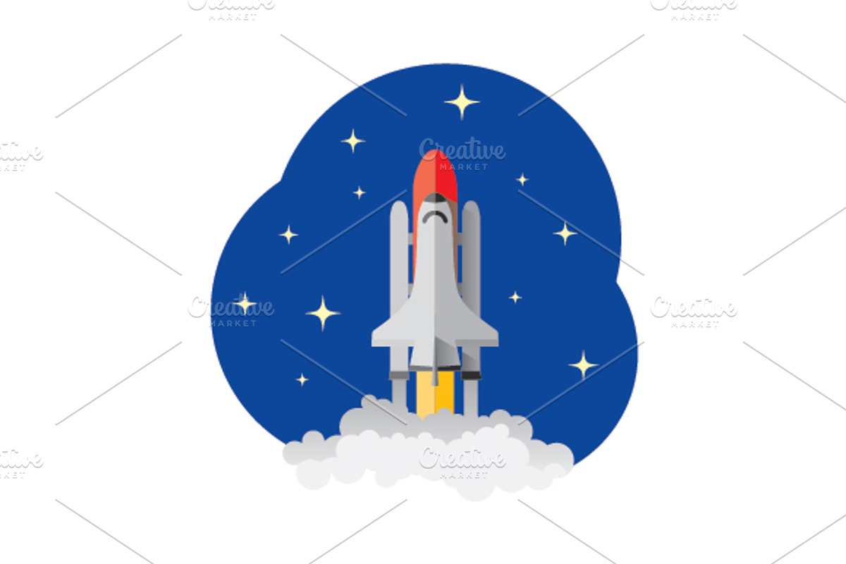 Space Shuttle Flat Illustration, a Technology Illustration by Urazovsky Design