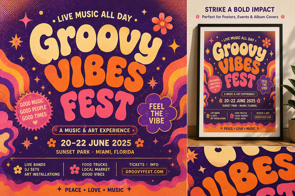 Boomora – Retro Bubble Display Font, a Slab Serif Font by Wow Magic (Photo 5 of 5)