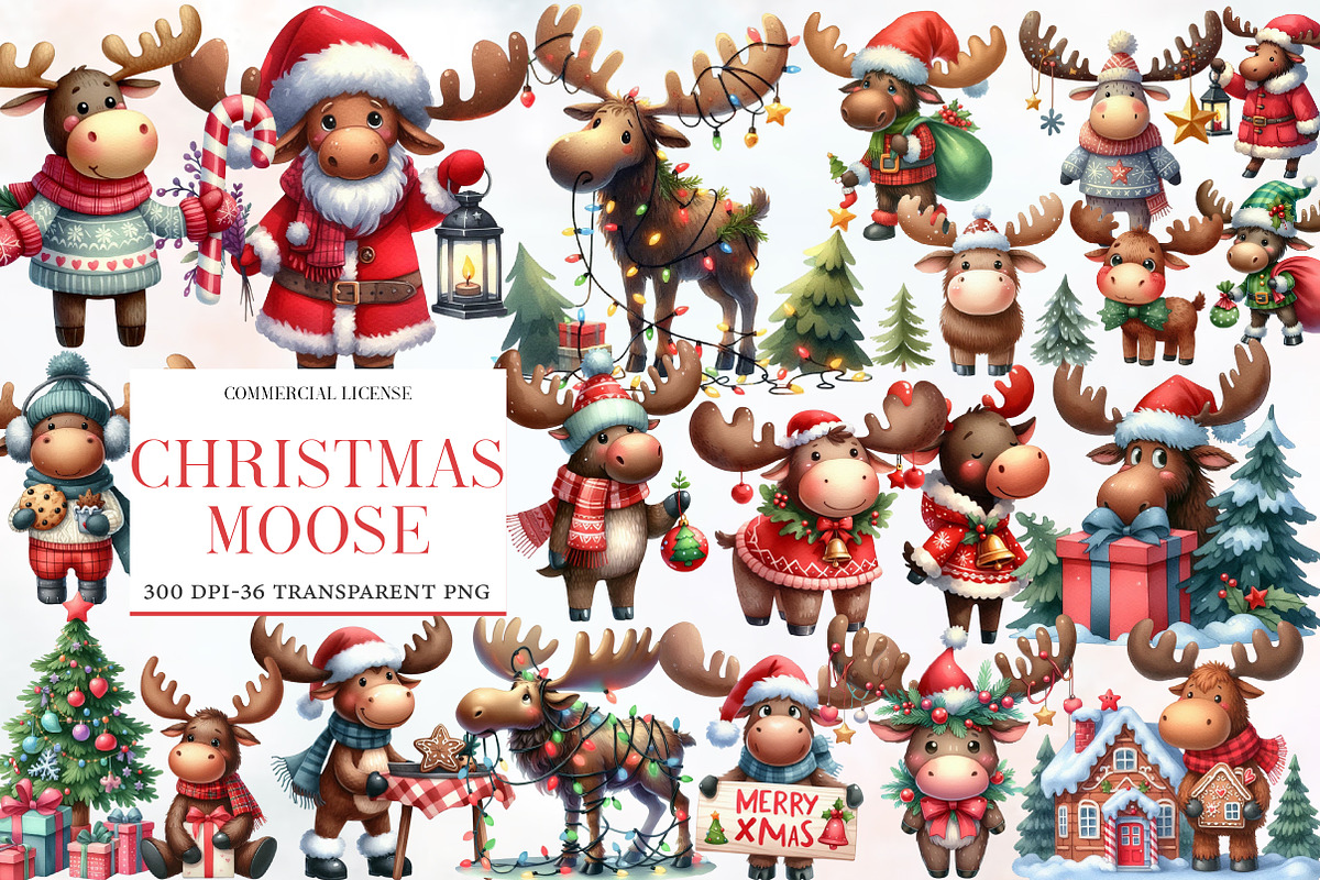 Cute Christmas Moose Sublimation, an Illustration by Designworld (Photo 1 of 5)