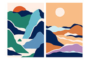 Abstract nature landscapes cards set, a Decorative Illustration by Good Studio (Thumbnail 13 of 34)