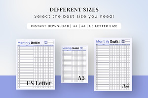 Monthly Checklist Printable Planner