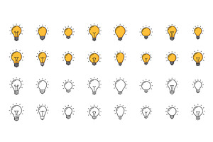 Light bulb line icons, creative idea, an Object Illustration by Vector Tradition