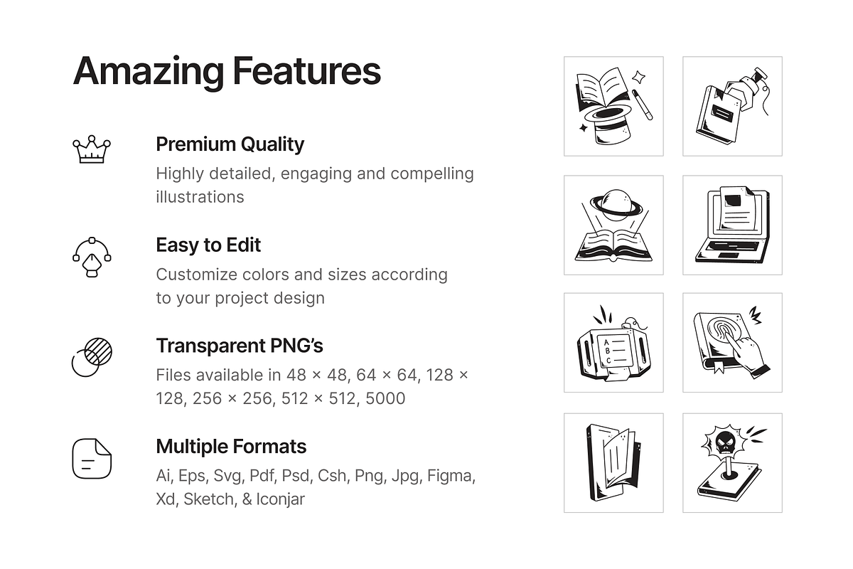 Doodle Reading Icons, a Solid Icon by Prosymbols (Photo 2 of 5)