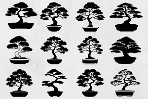Bonsai Silhouette SVG, an Object Illustration by newminddesign
