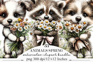 Whimsical Animals Spring Clipart, an Illustration by Designking