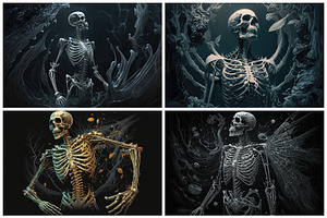 12 Surreal Skeleton Illustrations 6K