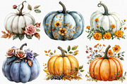 Floral Fall Pumpkin Clipart, an Illustration by Canvas Craft (Thumbnail 2 of 8)