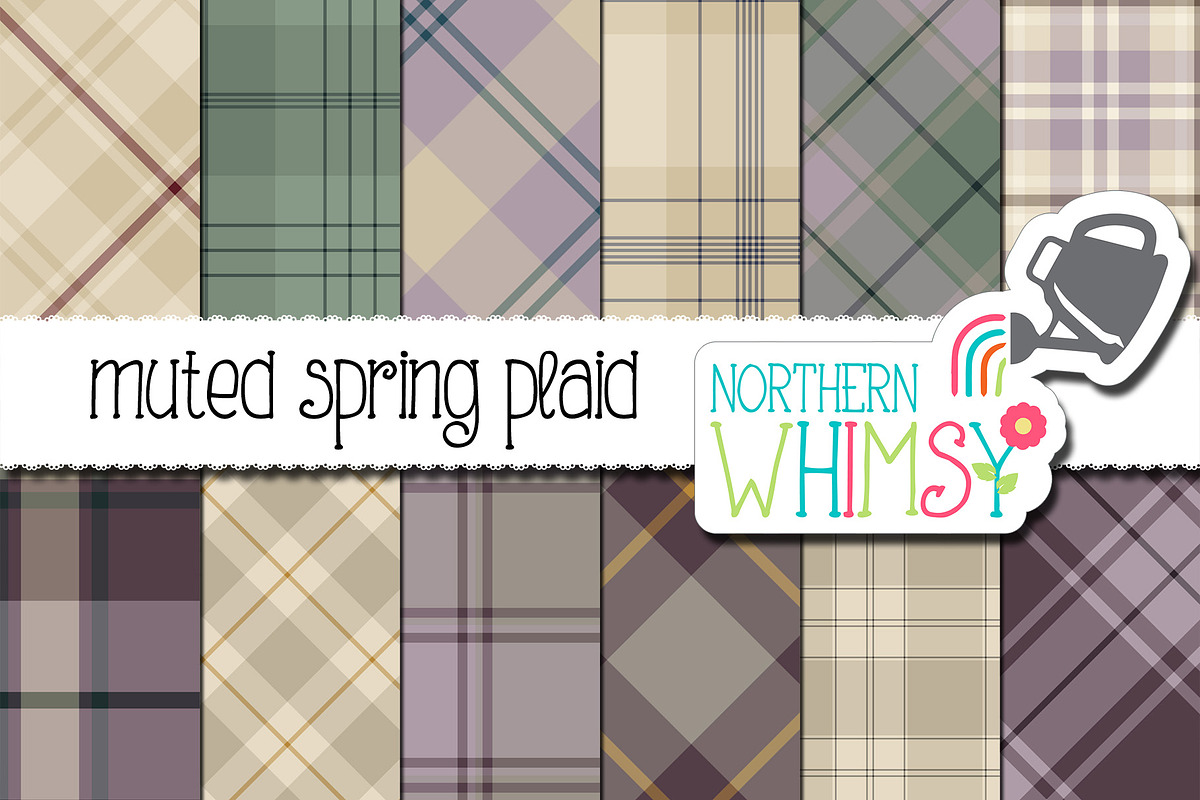 Muted Spring Plaid Digital Paper, a Pattern Graphic by Northern Whimsy ...