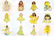 Summer Lemon Woman Clipart, an Illustration by RobertsArt (Thumbnail 2 of 7)