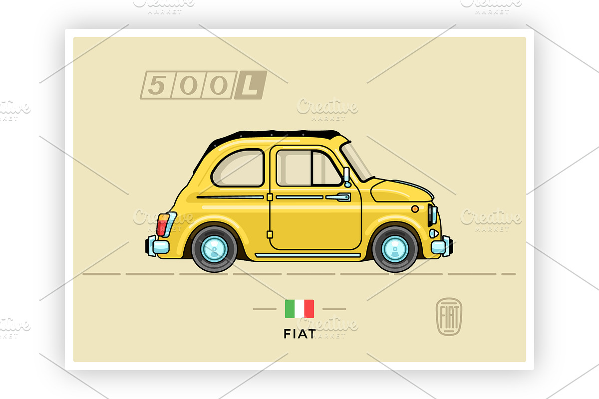 Retro vector Fiat 500L, an Education Illustration by Spiner144