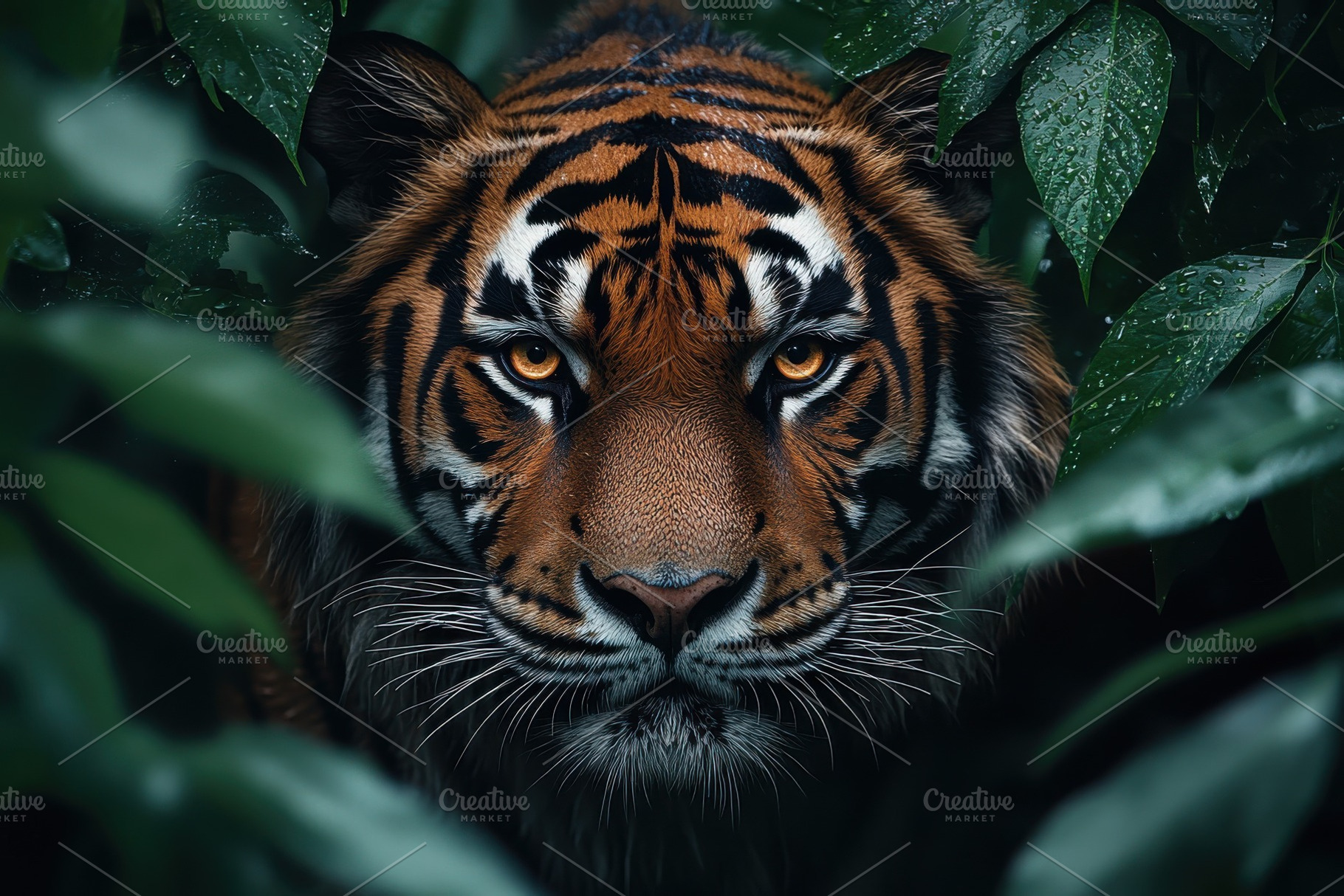 Majestic Tiger Hidden in Lush Green, a Photo by Pixeness Studio