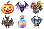 Watercolor Halloween Sublimation, an Illustration by Daily.Designs (Thumbnail 3 of 5)