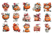 Quirky Coquette Pumpkins PNG Clipart, a Seasonal Illustration by Nicolle's Colorful Art (Thumbnail 2 of 6)