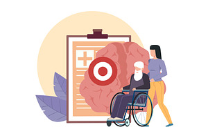 Elderly diseases. Woman carries, an Object Illustration by YummyBuum